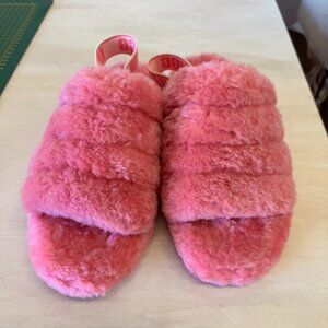 UGG Fluff Yeah Slingback Slippers – Women’s Hot Pink Fuzzy Slippers